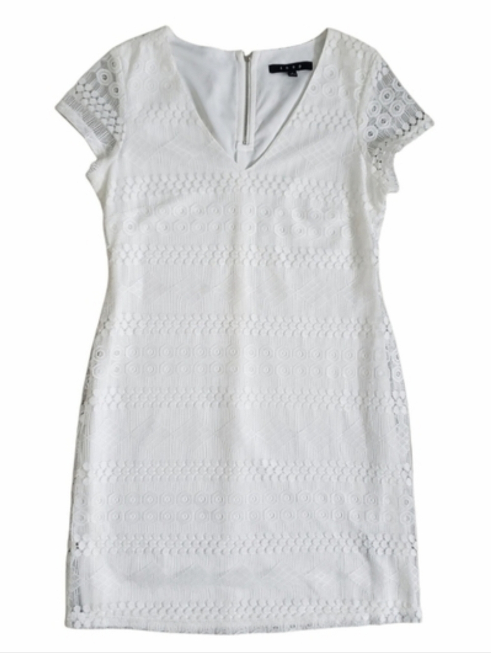 ⭐️3/$25⭐️ Snap Lace Women's Short Sleeve White Dress Size S
